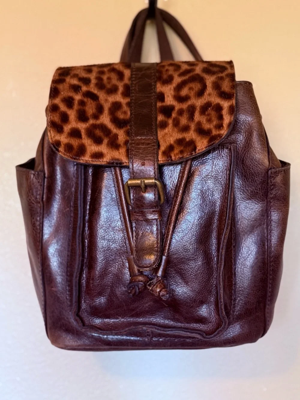 Patricia Nash Leather Aberdeen Leopard Haircalf Backpack